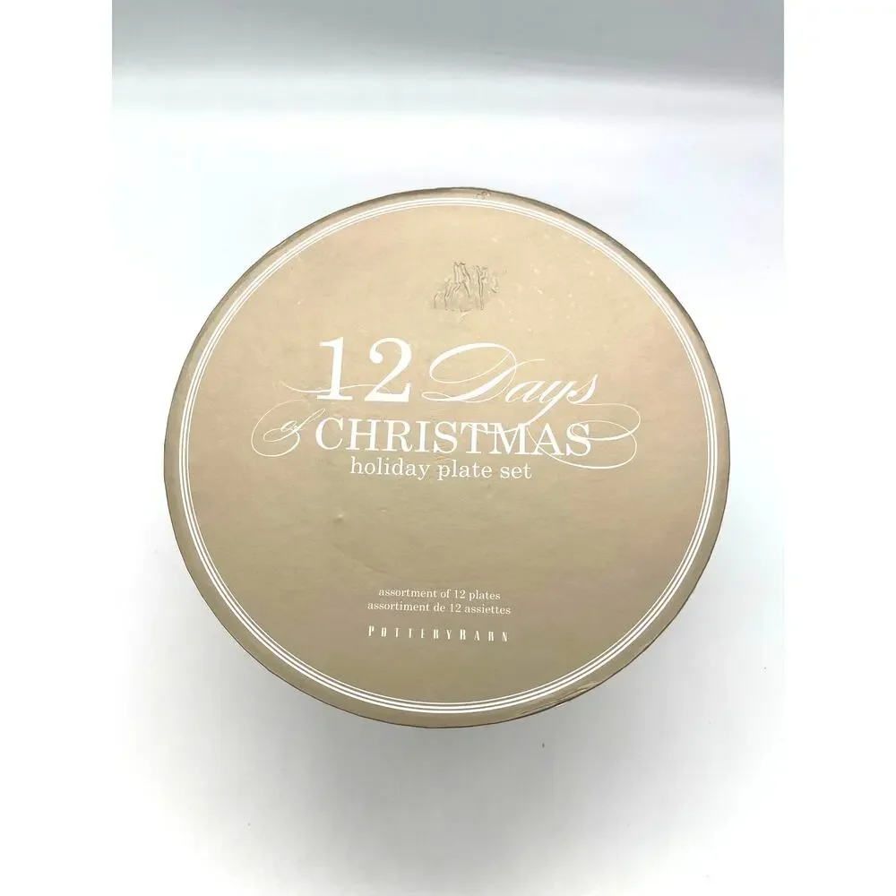 Pottery Barn 12 Days of Christmas Holiday Plate Set in Box 12 Plates 7.25